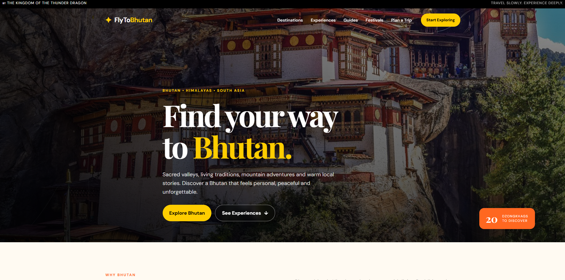 FlyToBhutan website homepage
